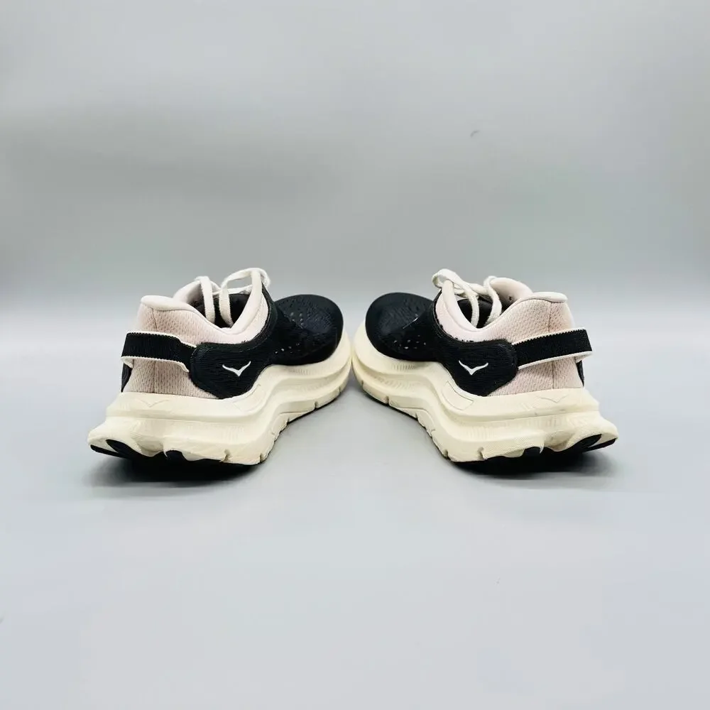 Hoka One One Black and Cream Athletic Running Shoes